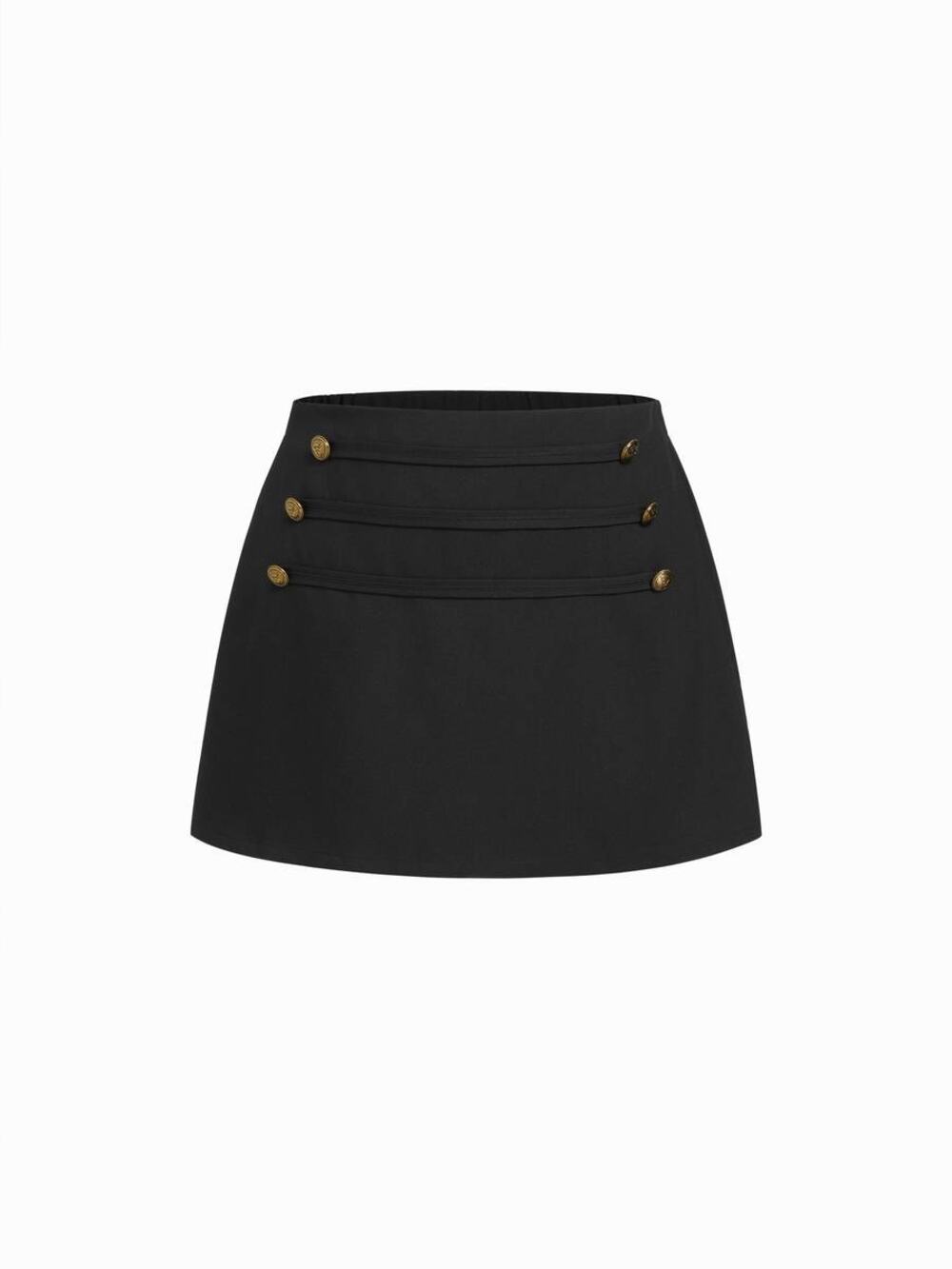 Cider Gold Metal Detail Women Mid-Rise A-Line Mini Skirt Black XL NEW